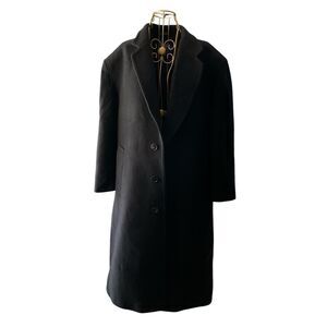Stafford Black Wool 3 Button Long Winter‎ Fall Business Coat Button Mens Size 42